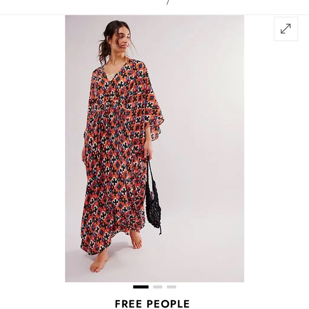NWT Free People Groovy Baby Tile Print Maxi Kaftan One Size S M L